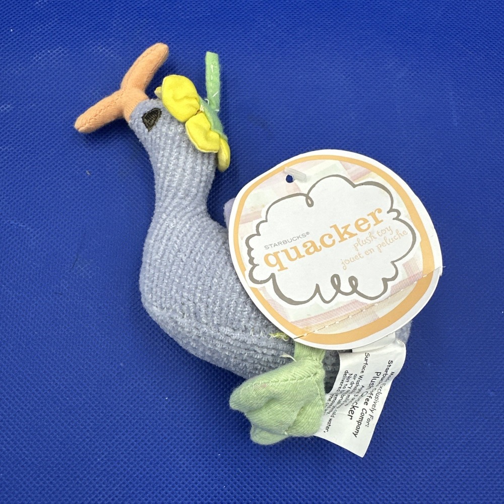 NWT Starbucks Quacker Duck‎ Plush Toy 2007 Spring Flower Hat Purple 6"